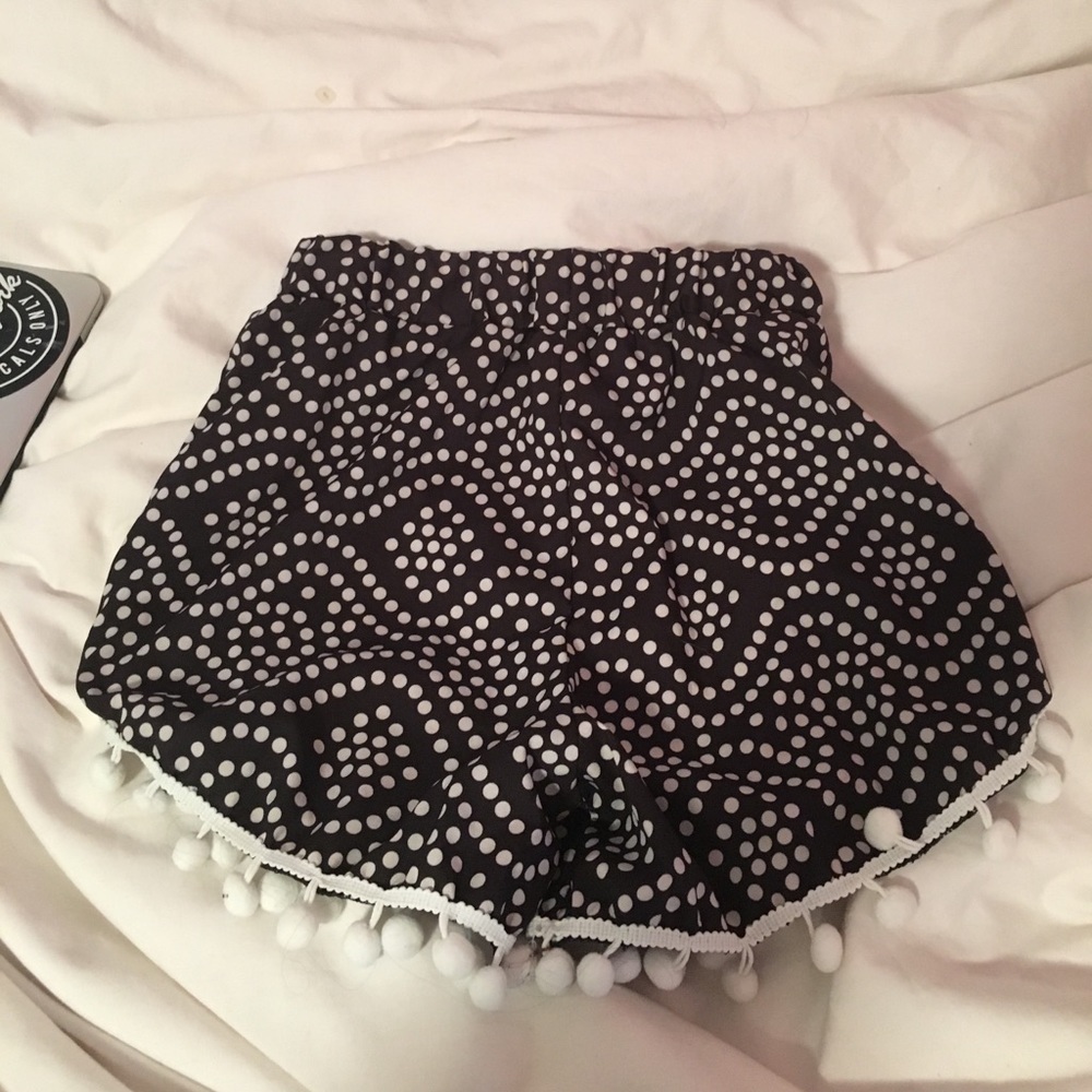 Black and White poka dot flowy shorts
