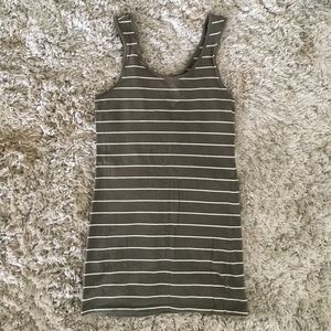 Army green stripes bodycon tank dress