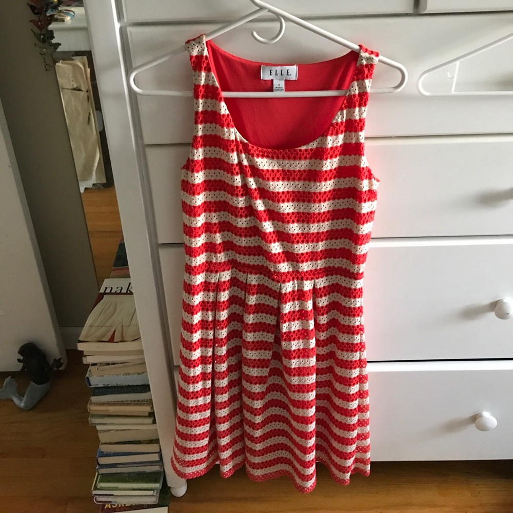 Red and white stripe dress