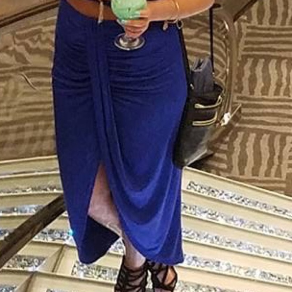 cobalt Blue skirt with sexy thigh cut