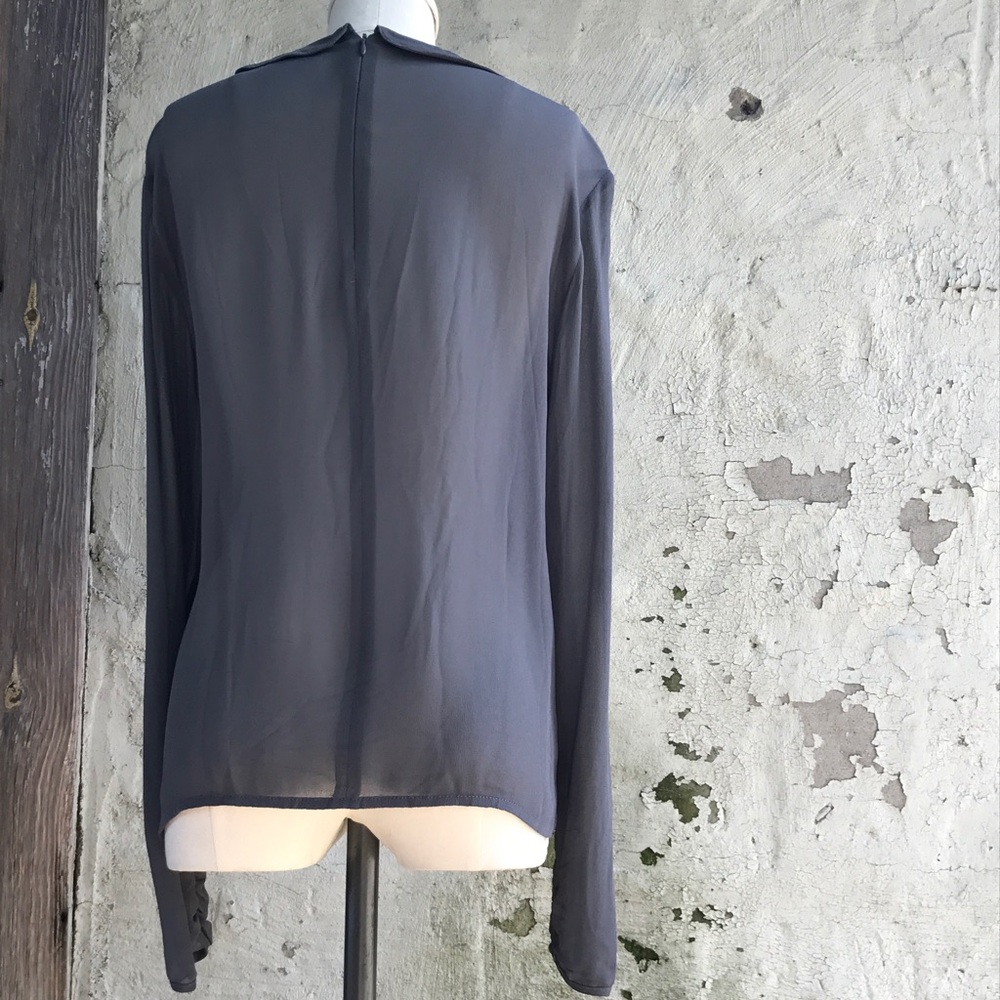 Wrap Metallic Sequined Collared Blouse - image 3