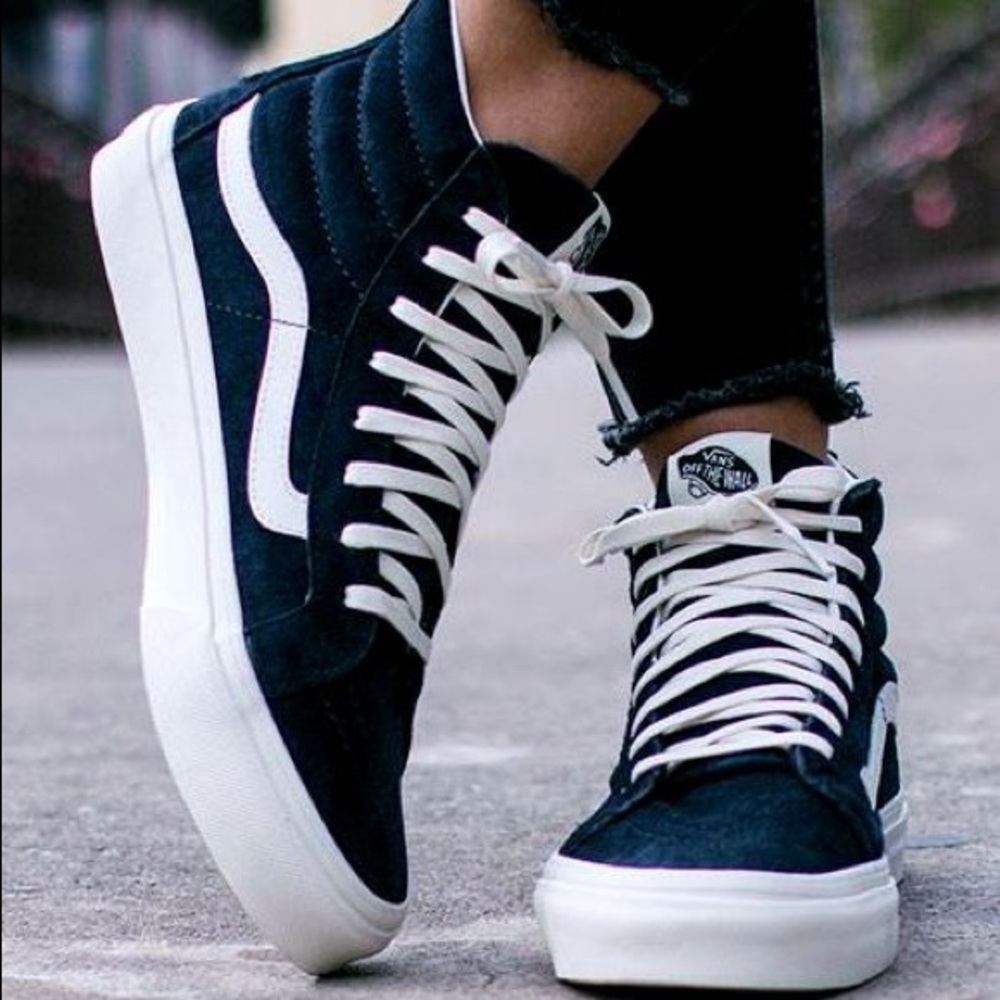VANS Women's Skate High Black and White shoes