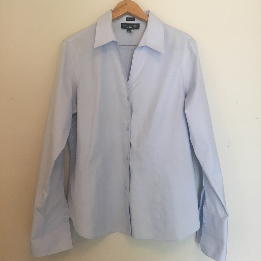 Jones New York Blue Button Up Blouse