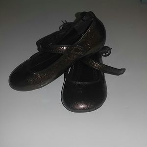 Brown glitter buckle shoes. Toddlers