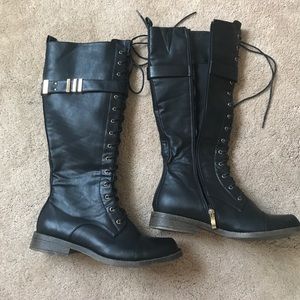 Knee high combat boots