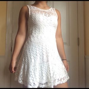 Wet Seal White Lace Skater Dress