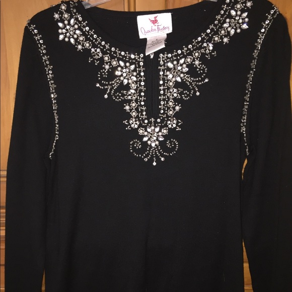 Quicker Factory Sweater Rhinestones Pearls NWT - Picture 1 of 3