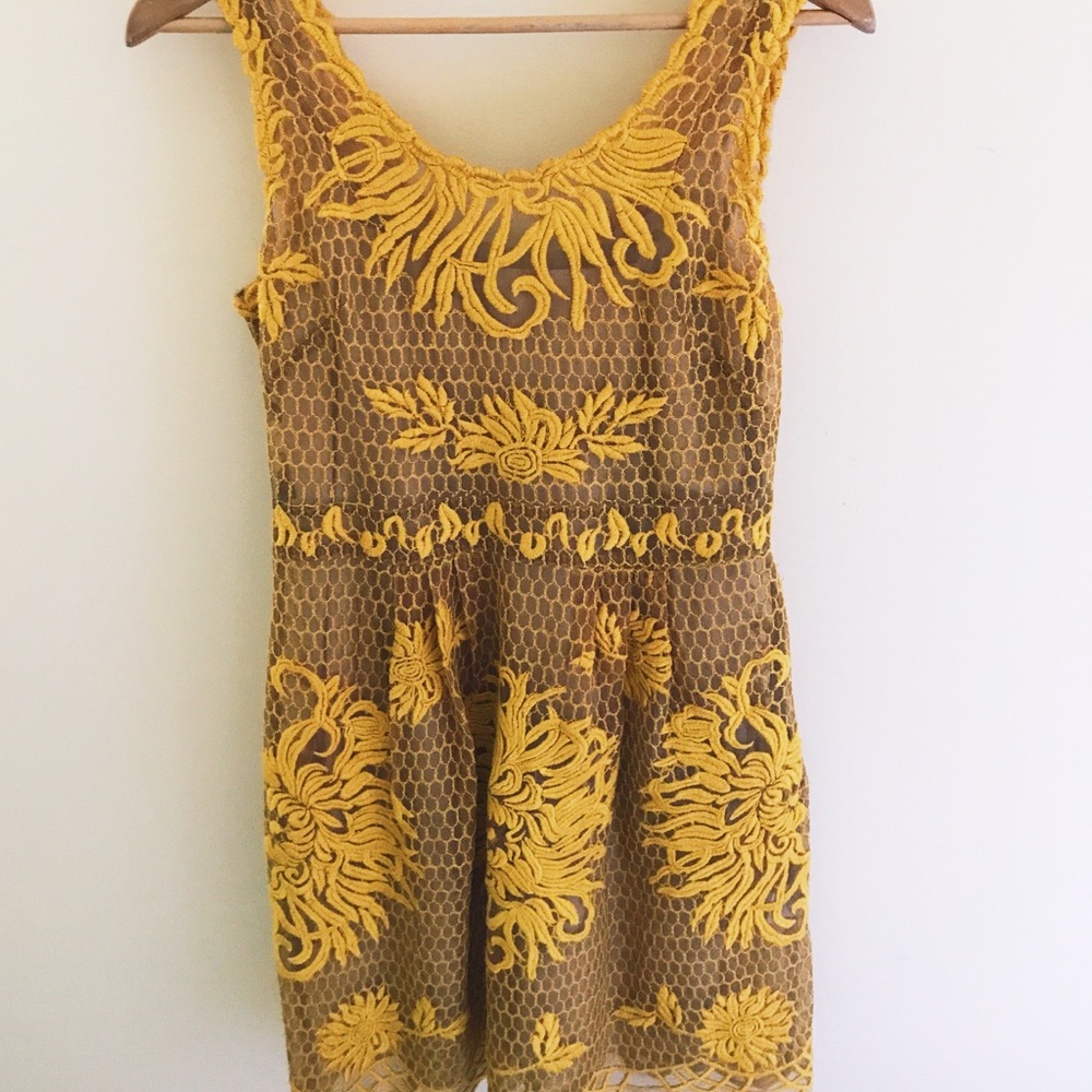 Anthropologie Yellow Lace Dress