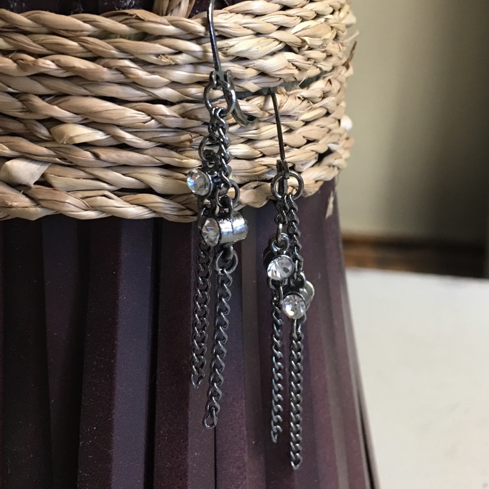 2 3/4" hematite chain earrings
