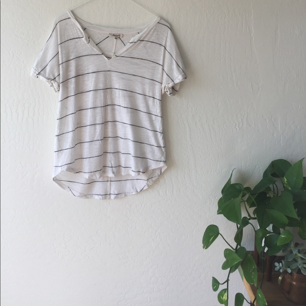 Madewell White Striped Tee