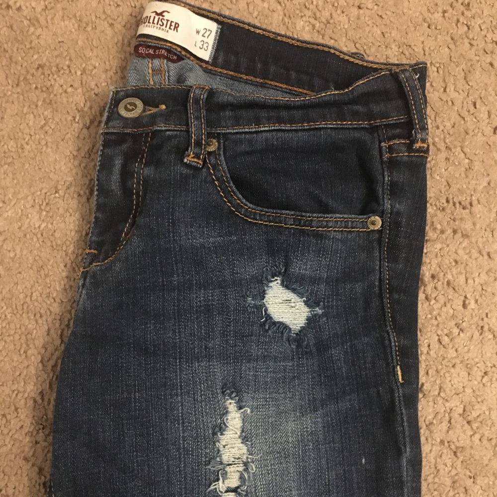 Hollister distressed dark wash jeans