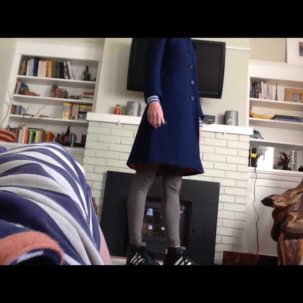 Wool Mod blue coat vintage 60s s-xs