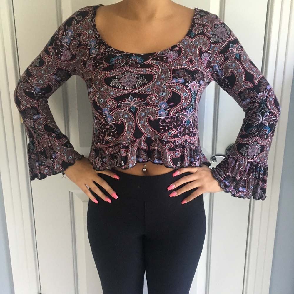 Printed long sleeve blouse