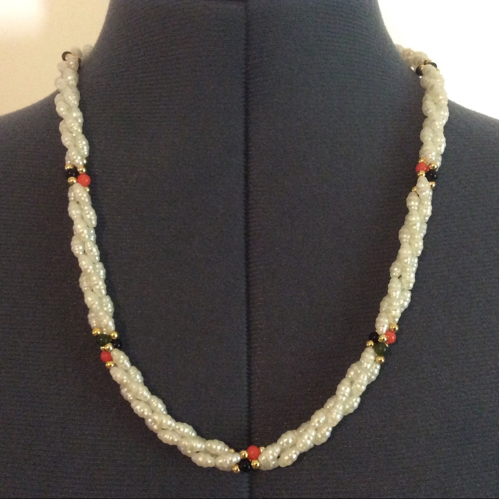 Multi strand Faux Pearl Statement Necklace