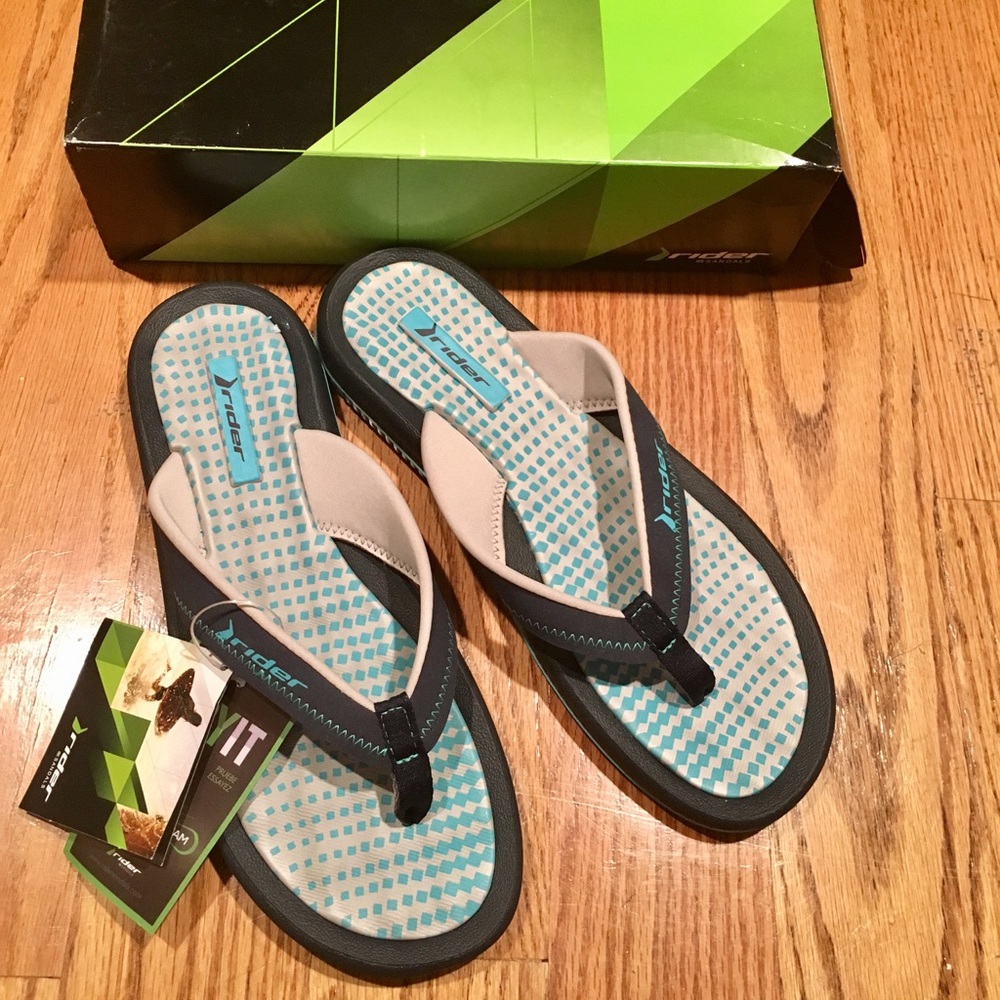 New Rider Navy sandals w/Dry Eco foam footbed