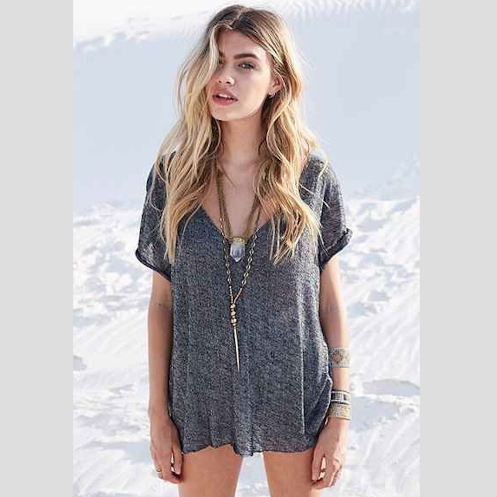 Project Social T Textured Knit V Neck Tee XS