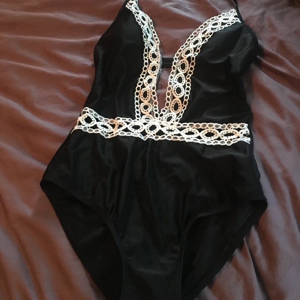 Black Crochet One-Piece
