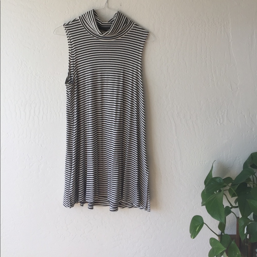 Anthropologie Striped Sleeveless Turtleneck