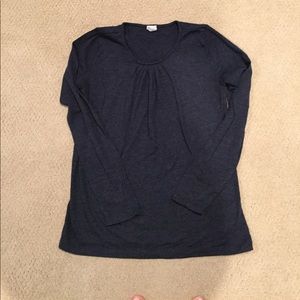 Blue, pleated long sleeve shirt