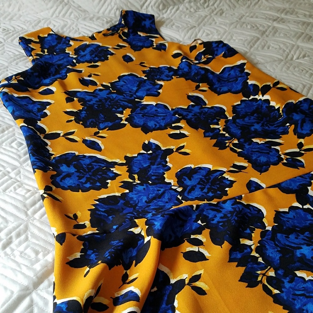 WhoWhatWear yellow and blue floral dress xxl 16