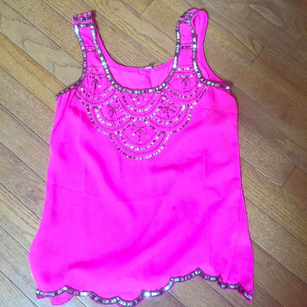 Hot pink sequin tank