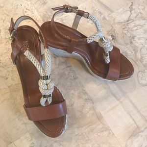 MICHAEL michael kors rope trim leather wedges