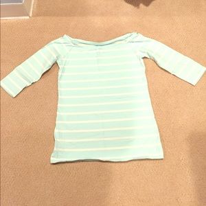 Blue and White Striped Quarter Length Shirt