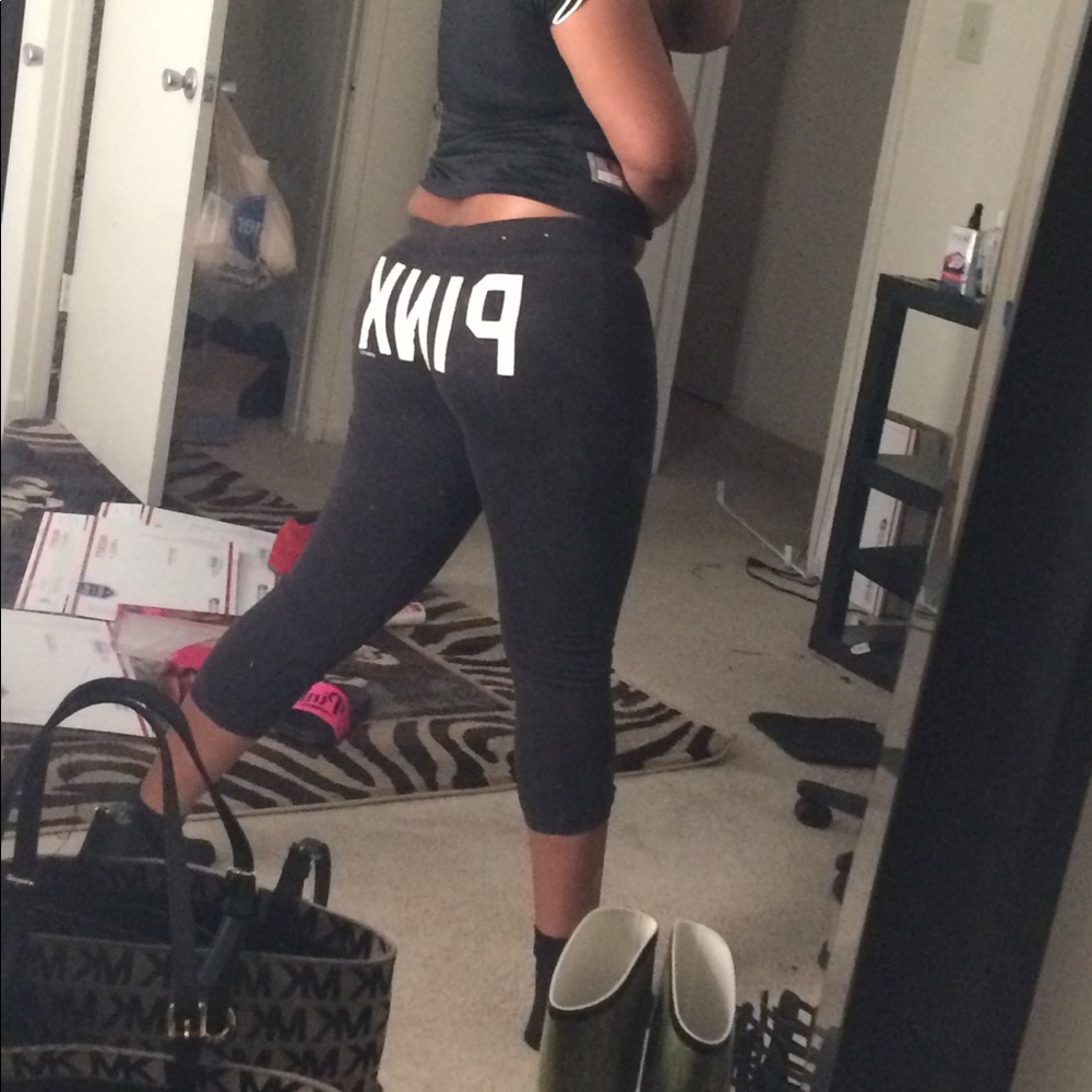 Love pink cropped sweats