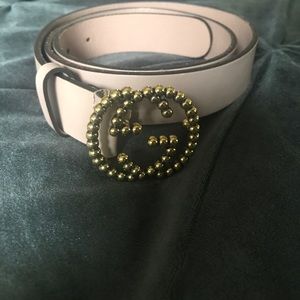 Gucci calfskin studded interlocking g belt