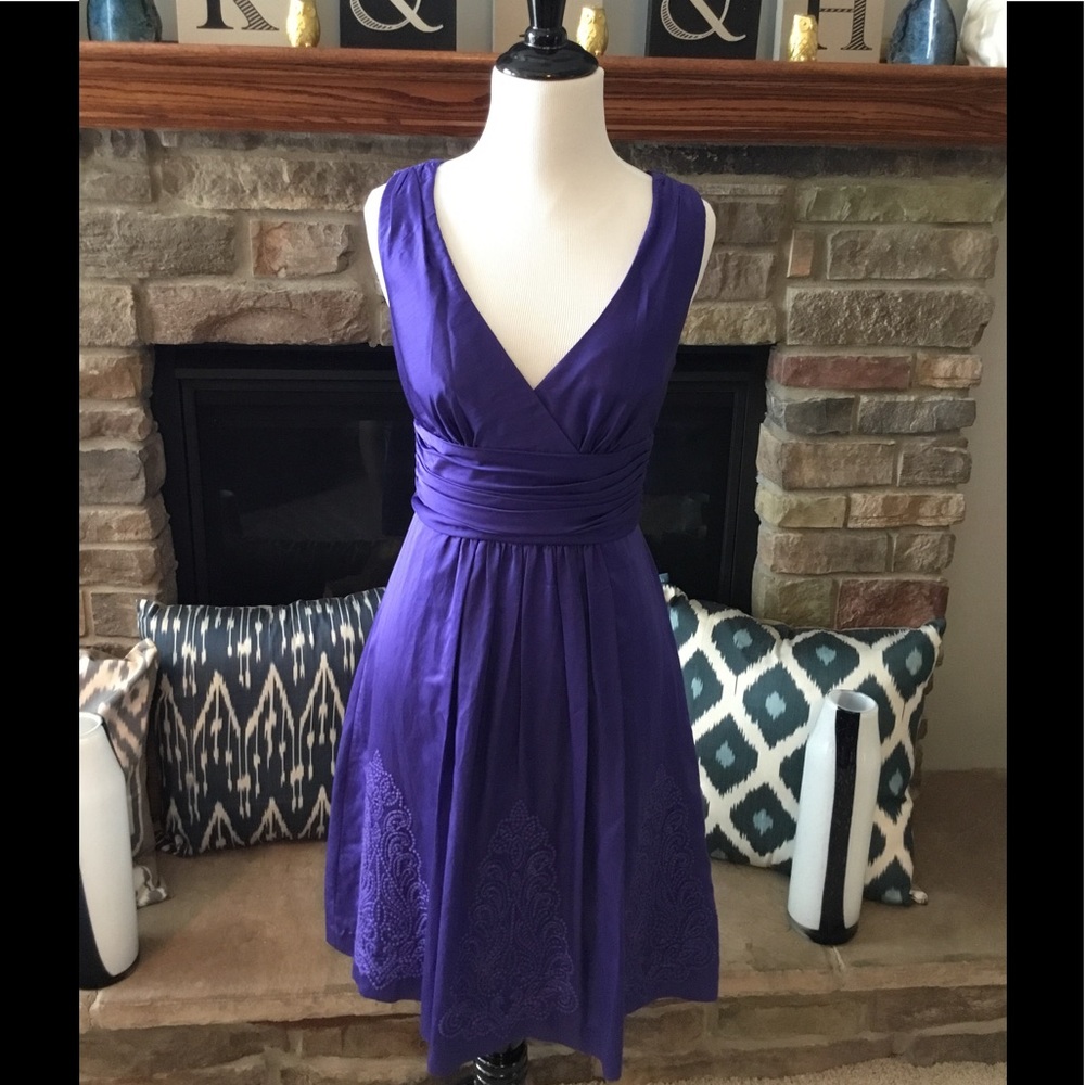 Trina Turk embroidered purple dress size 6 NWOT