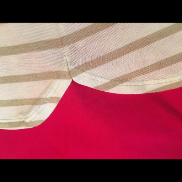 Max Studio V Neck Tee, beige & white, Size XL - Picture 3 of 4