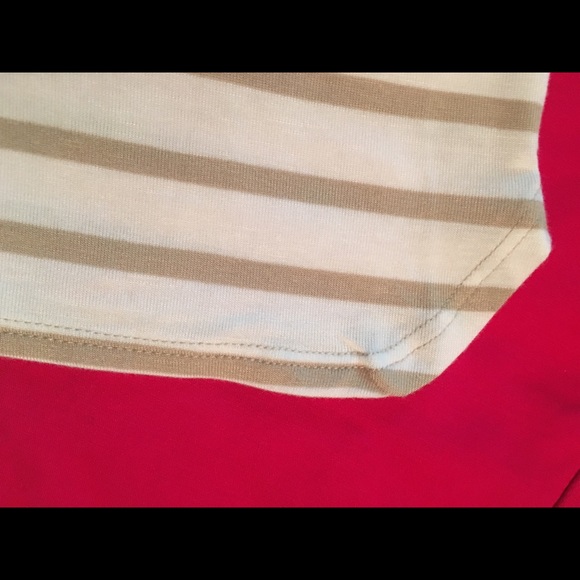 Max Studio V Neck Tee, beige & white, Size XL - Picture 4 of 4