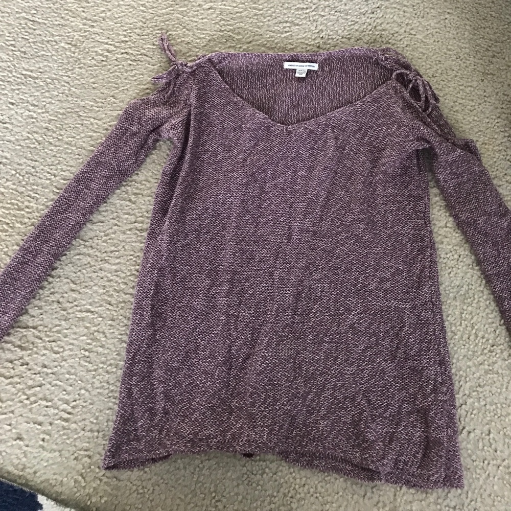 American Eagle cold shoulder tie sweater