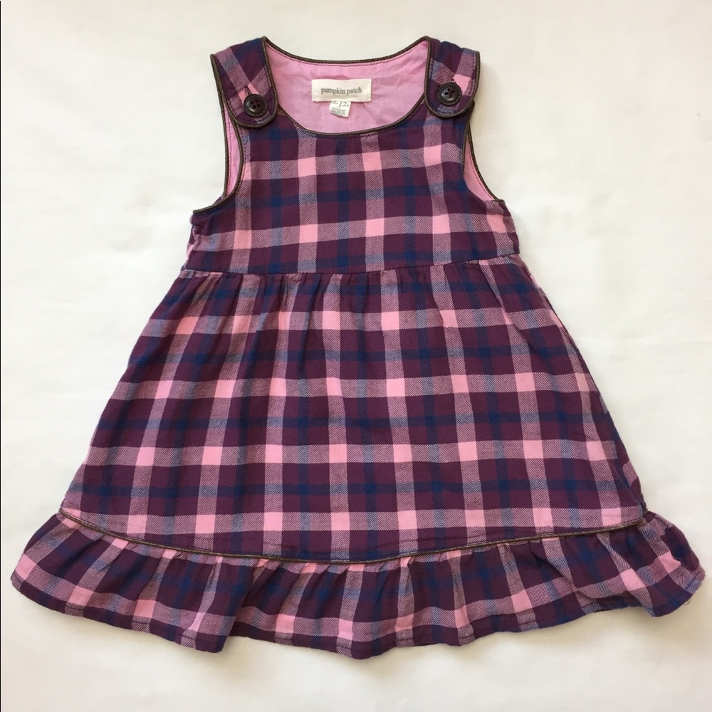 Adorable Pumpkin Patch Plaid Jumper Dress