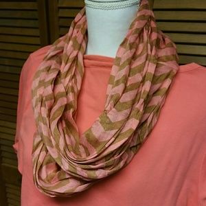 Salmon /brown Infinity Scarf