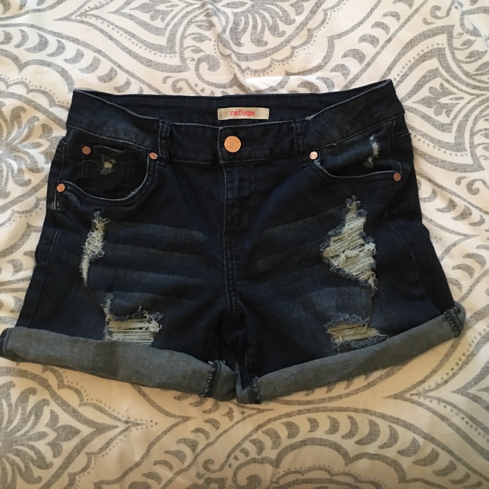 Dark Blue High Waisted Jean Shorts