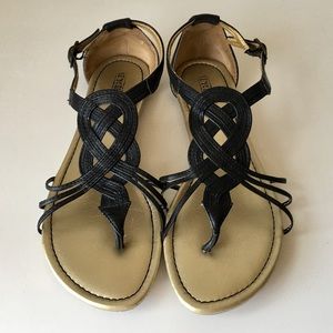 Seychelles Black & Gold Sandals Size 7