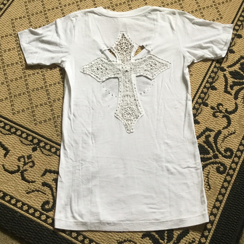 ☀️✝️ Sinful Cross Cutout T-Shirt Top ✝️☀️ - Picture 4 of 6