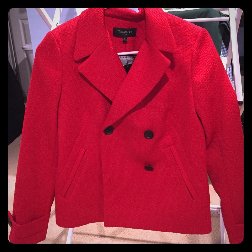 Petite, Red Talbots Peacoat NWT