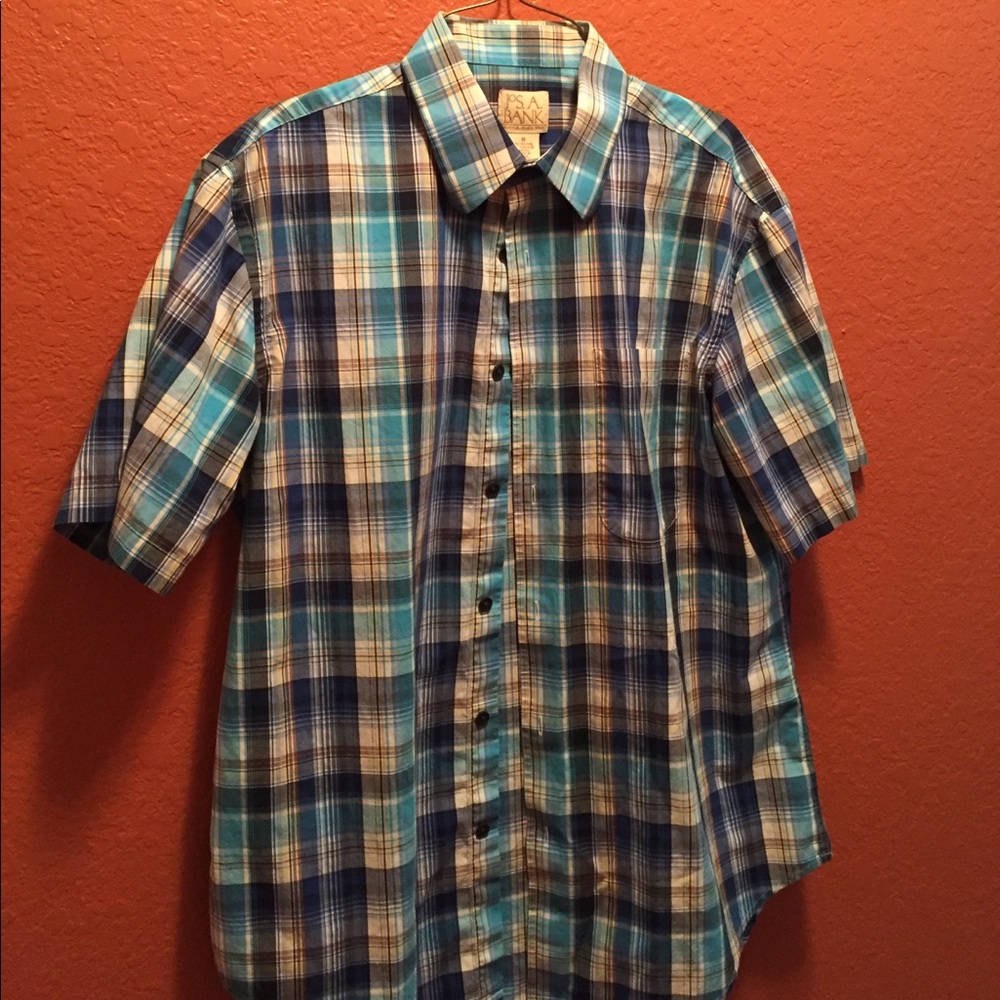 Jos a bank men's short sleeve button down shirt.