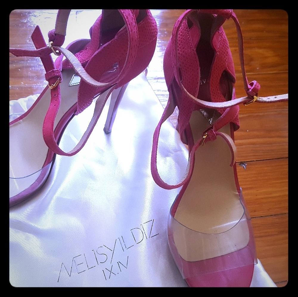 Bright pink 6inches high heel sandals