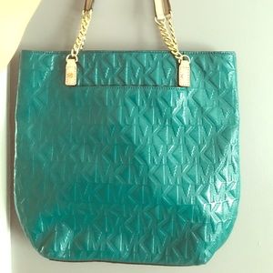 Teal patent leather MK purse