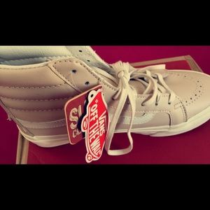 Nude leather Vans Sk8-Hi Slim Zip, NEW WITH TAGS
