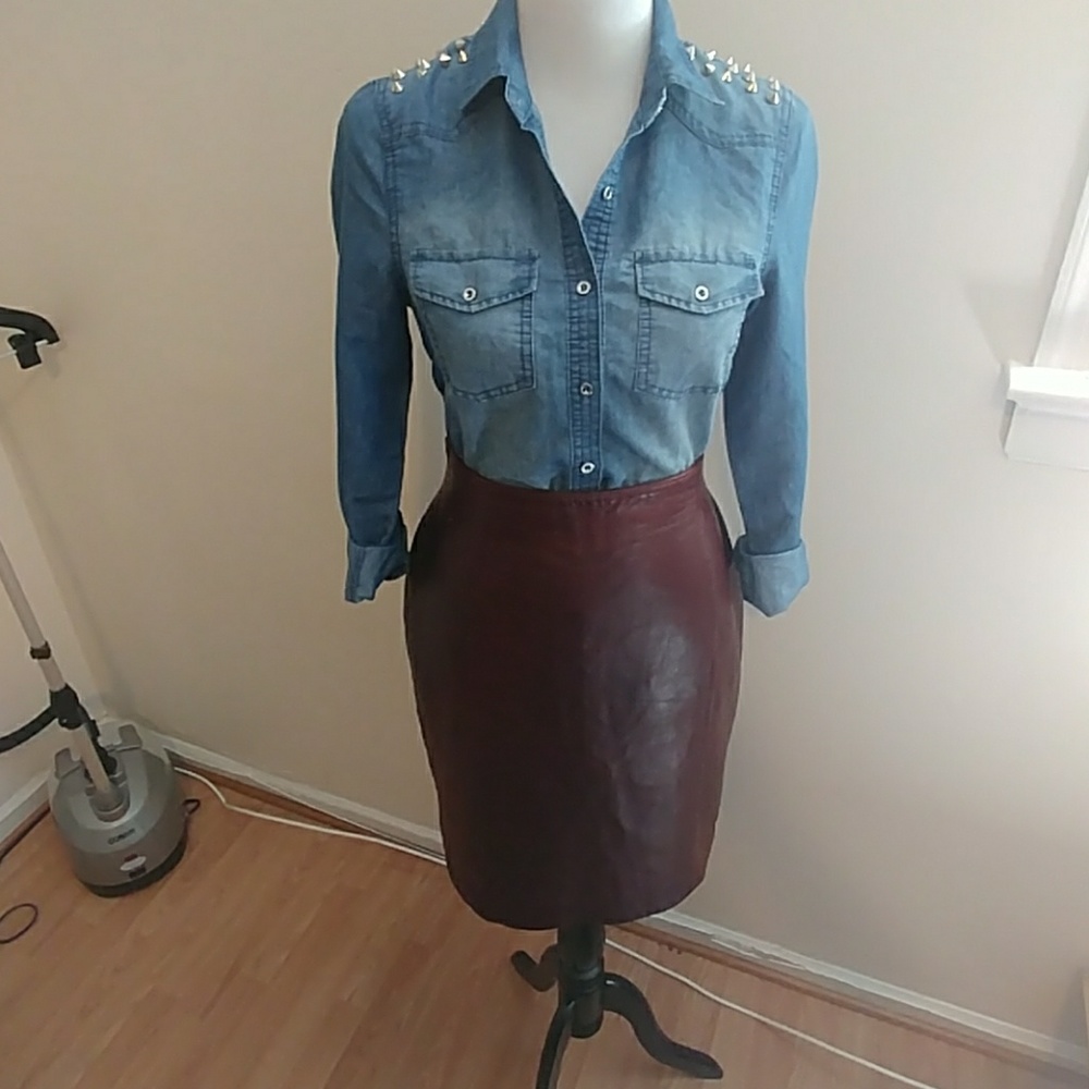 Vintage Leather Burberry Pencil Skirt