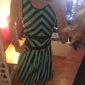 Green and black dress