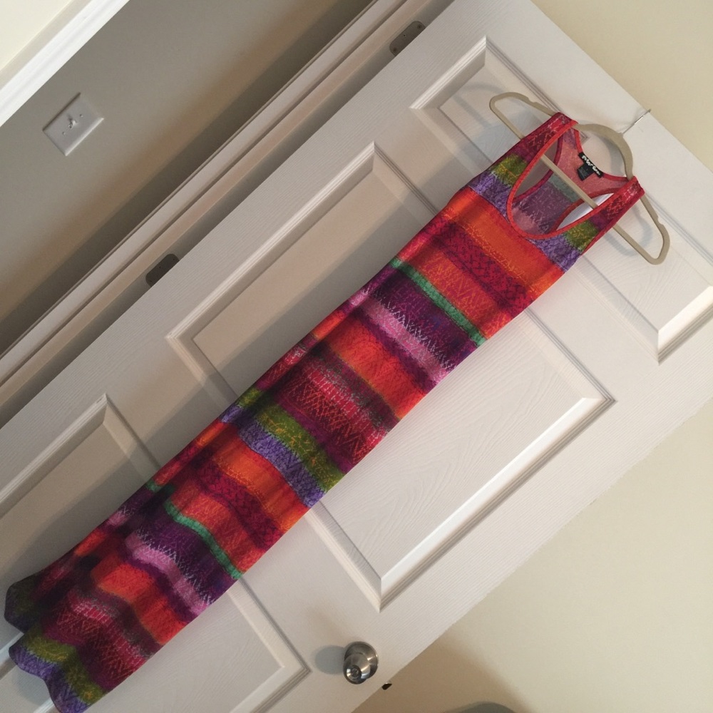 Colorful, fitted maxi dress