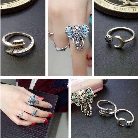 Bohemian Elephant Rings Set - Picture 3 of 5