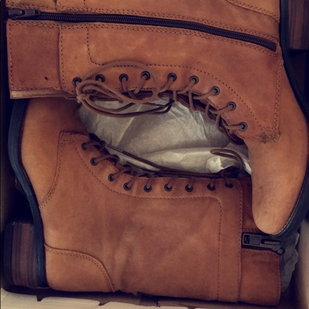 Suede Cognac Steve Madden Combat Boots