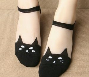 Black transparent cat socks