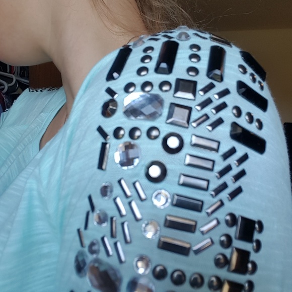 Embellished mint shirt NWOT - Picture 5 of 5